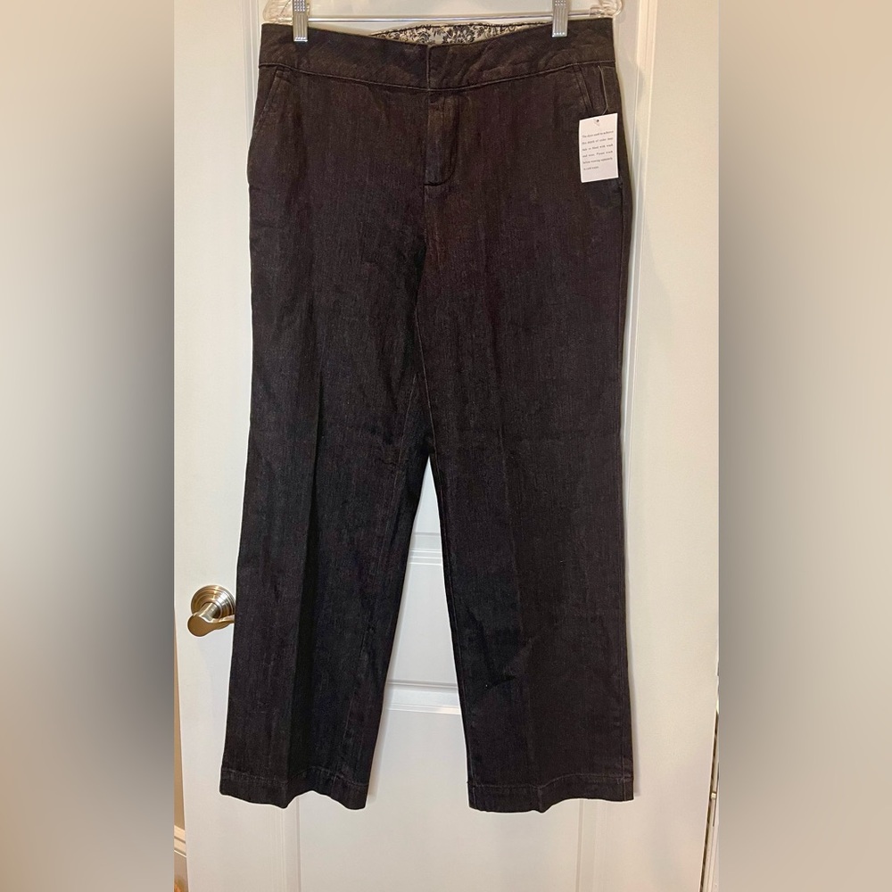 Denim & Co Black Jeans High Rise Wide Leg Size 10P NWT